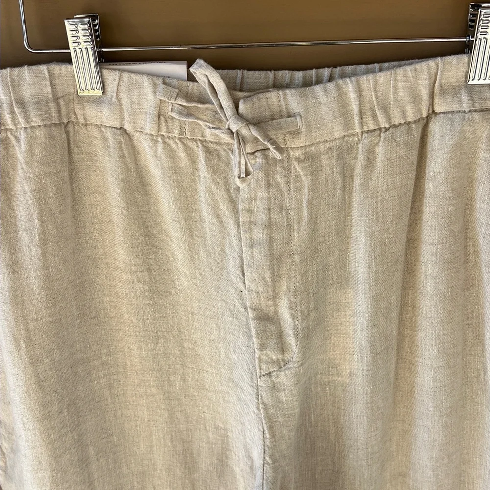 H&M 100% Linen Regular Fit Sz L Pants Slacks Natural Linen